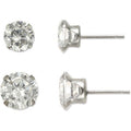 Women's White Gold CZ Stud Earrings Set - 6mm & 7mm, 10kt Gold Jewelry