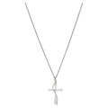 Sterling Silver Cross Necklace with Cubic Zirconia - 18 Inch Pendant