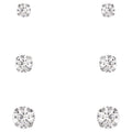 10K White Gold Cubic Zirconia Stud Earrings Set - 3/4/5mm