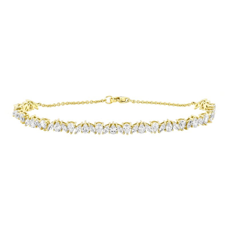 Women’s 14K Gold Plated Sterling Silver Marquise and Pear Diamond Bracelet 7.25"