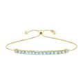 Women's 14K Gold Plated Sterling Silver Blue Topaz Tennis Bolo Bracelet - 9.7 Inches