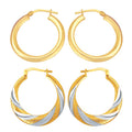 14K Gold Plated Sterling Silver Twisted Hoop Earrings Set - 25mm