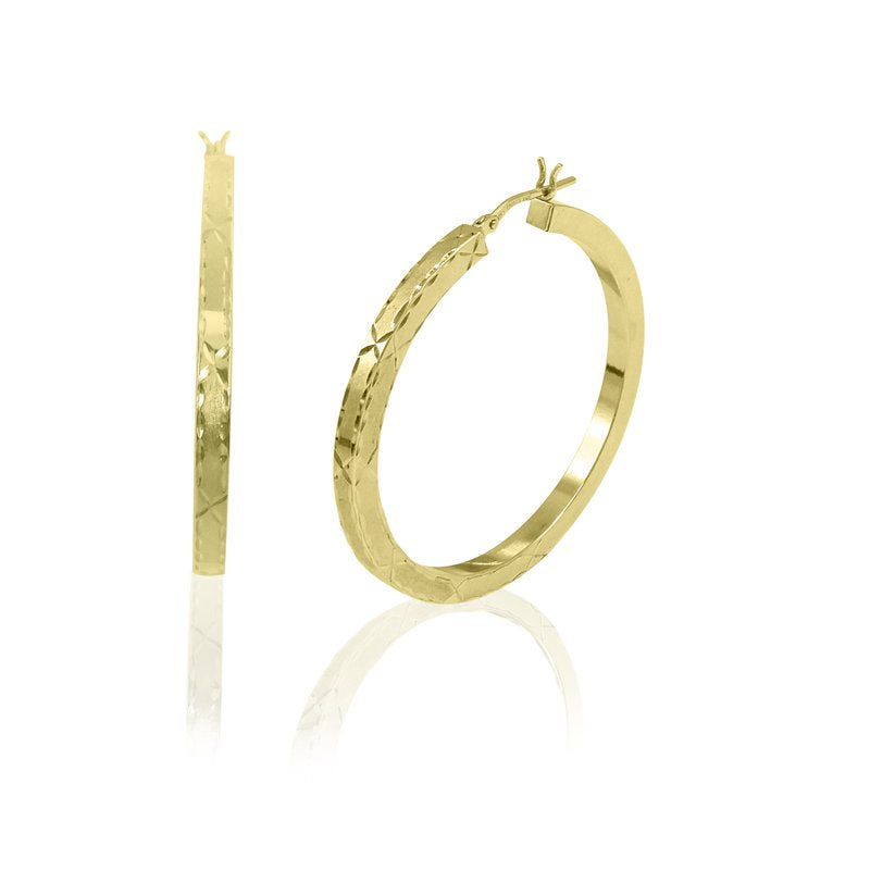 14K Gold Plated Sterling Silver Square Tube Earrings for Women