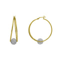 14K Gold Plated Sterling Silver Double Hoop Earrings with Crystal Balls - Hypoallergenic Adult Jewelry
