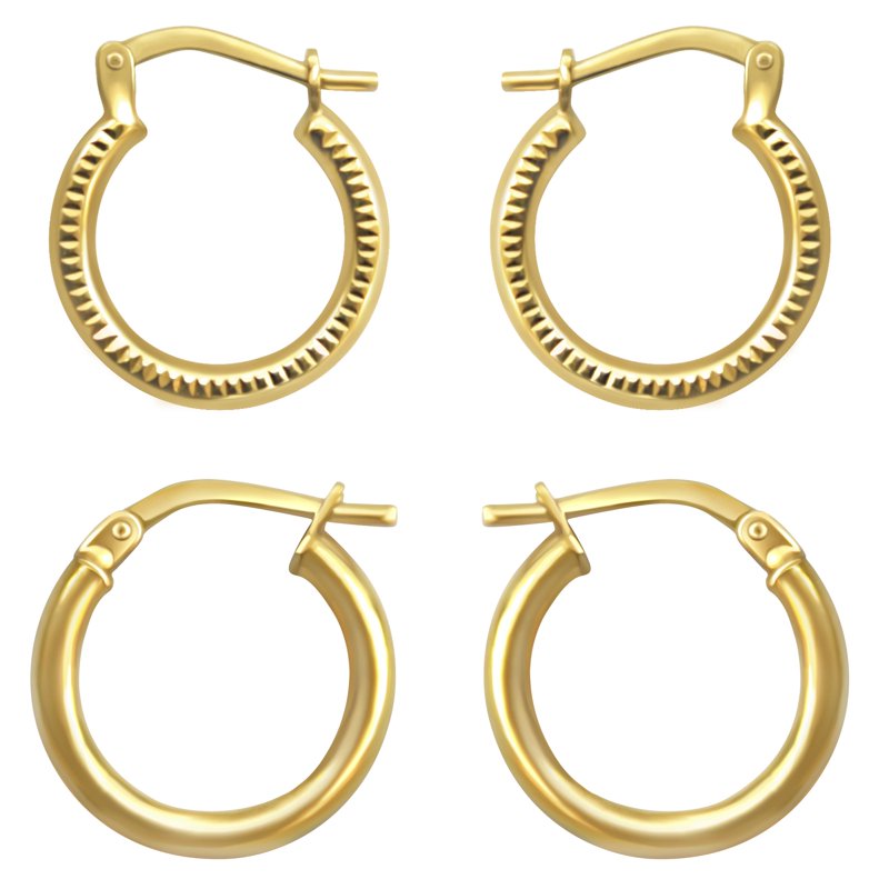 Women's 14K Gold Plated Sterling Silver Hoop Earrings Set - Elegant & Lightweight