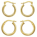 Women's 14K Gold Plated Sterling Silver Hoop Earrings Set - Elegant & Lightweight