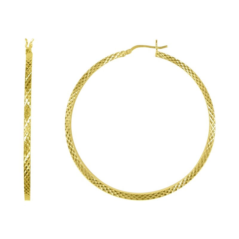 Large Square Mesh Tube Earrings - 14K Gold Plated Sterling Silver Jewelry