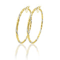 14K Gold Plated Sterling Silver Large Hoop Earrings with Crystals - 65mm