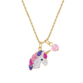 Unicorn Pendant Necklace in 14K Gold Plated Sterling Silver with Multi-Color Crystals