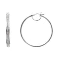 Sterling Silver Hoop Earrings with Crystals - Rhodium Plated Women's Jewelry