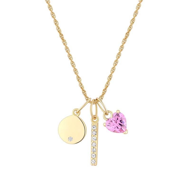 Simulated Diamond Necklace in 14K Gold Plated Sterling Silver - Women's Jewelry