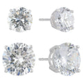 Simulated Diamond Earring Set for Women - Sterling Silver Duo 8mm & 10mm Studs