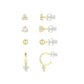 Simulated Diamond Hoop & Stud Earring Set in 14K Gold-Plated Silver