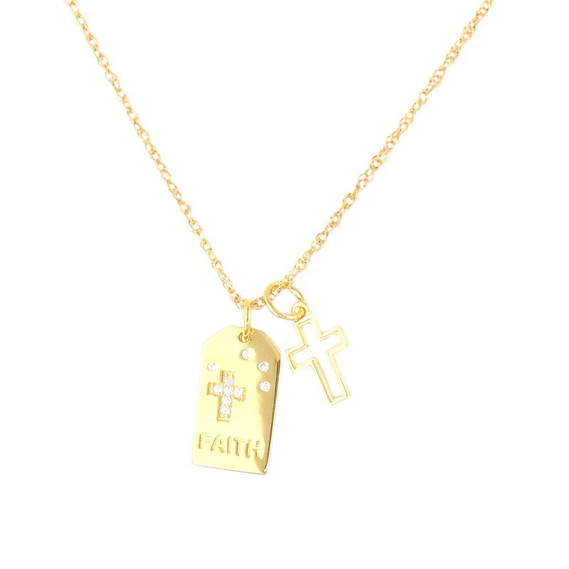 Simulated Diamond Necklace in 14K Gold Plated Sterling Silver - Women's Jewelry