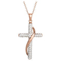 Sterling Silver Gold Plated Cross Pendant Necklace with Crystals - 18 Inch Chain