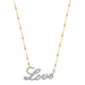 Sterling Silver 14K Gold Plated Love Necklace with Diamonds - 18 Inch Chain