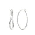 Sterling Silver Oval Twist Hoop Earrings for Women - Modern Jewelry Gift