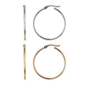 Sterling Silver & 14K Rose Gold Plated Hoop Earrings 30MM - Women's Jewelry