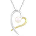 Women's 14K Gold Plated Sterling Silver Pearl Heart Pendant Necklace - 18 Inch