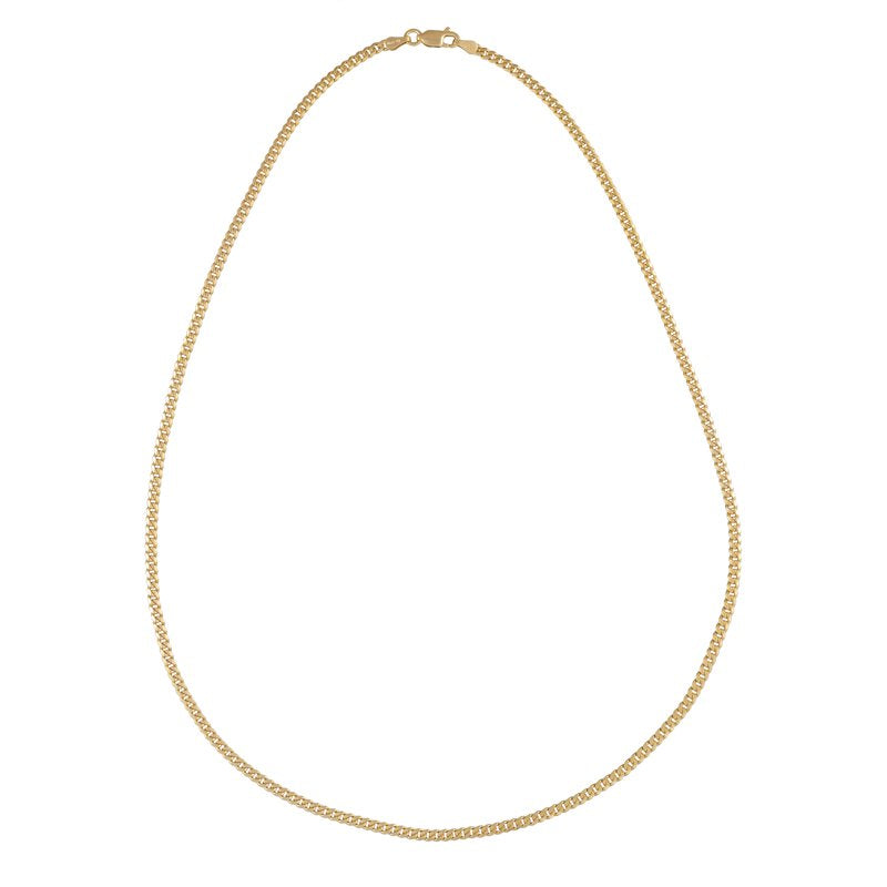 Sterling Silver 14K Gold Plated Curb Chain Necklace 20 Inch Jewelry