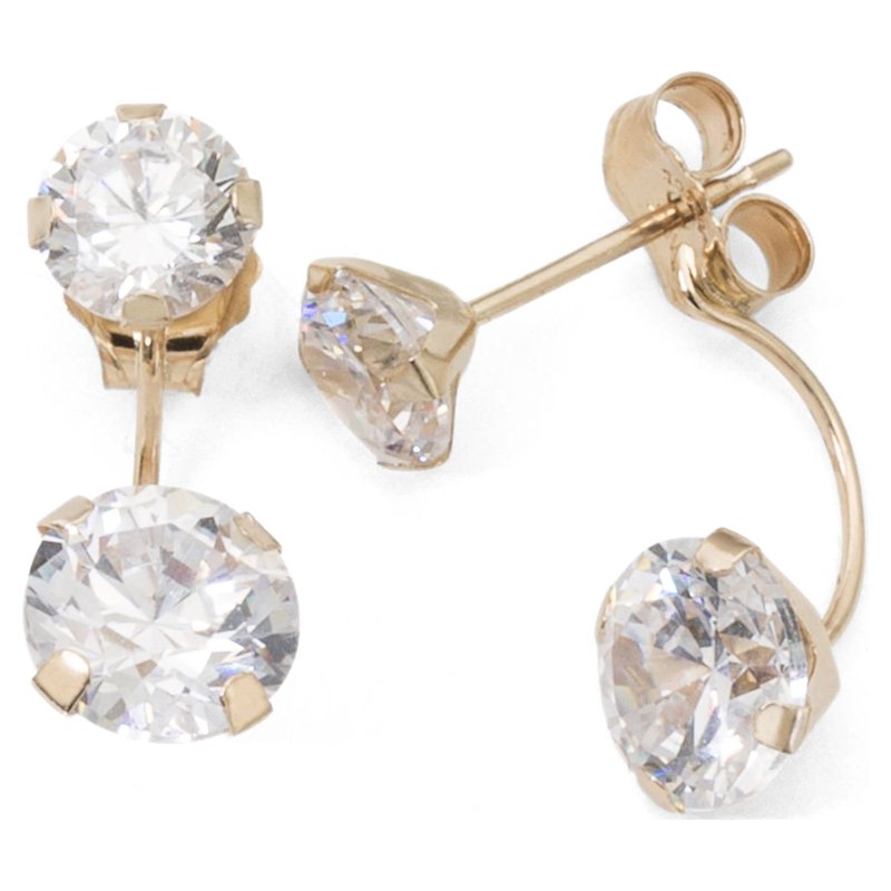 Women's 10kt Gold Cubic Zirconia Front Back Illusion Earrings - Elegant Gift