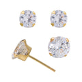 10k Gold Cubic Zirconia Stud Earrings Set - 6/7mm Women’s Jewelry