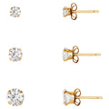 Women's CZ Diamond Stud Earrings Set in 10k Gold - Classic & Timeless