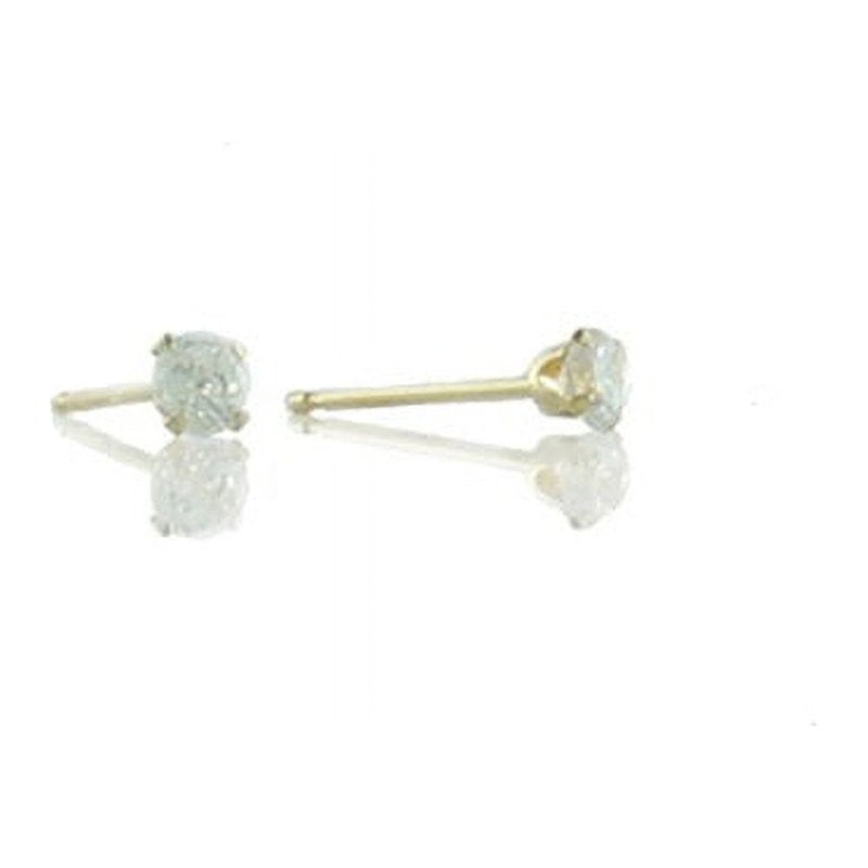 Women's 3mm Cubic Zirconia Stud Earrings in 10K Yellow Gold