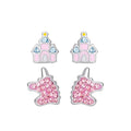 Sterling Silver Unicorn & Castle Earring Set for Women - Fantasy Jewelry Gift