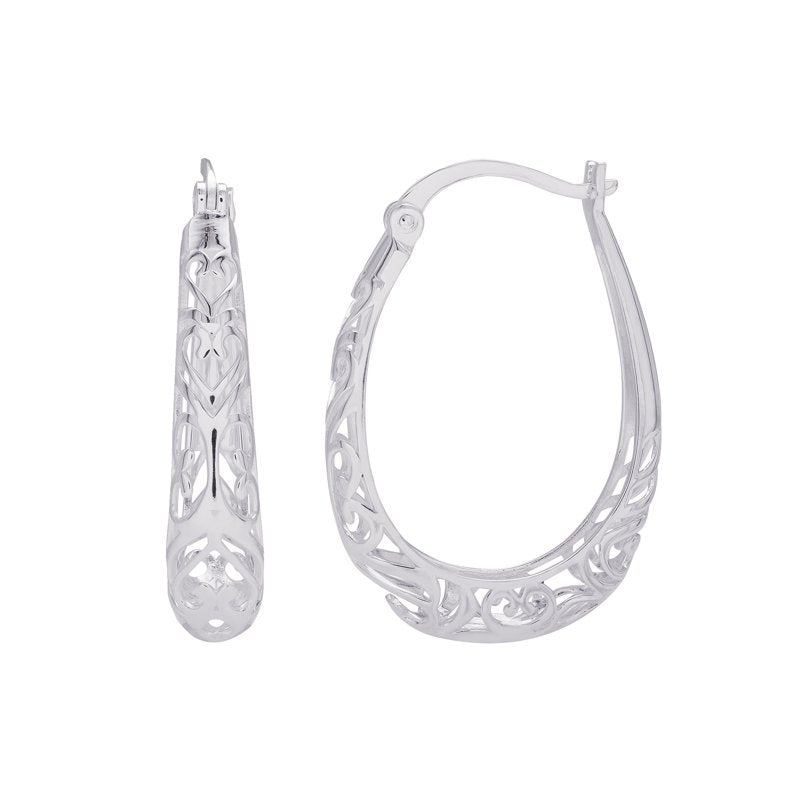 Sterling Silver Filigree Hoop Earrings for Women - Modern Jewelry Gift