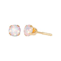 Women's Girl’s 14K Yellow Gold White Opal Stud Earrings - Elegant Jewelry