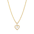 Women's CZ Heart Pendant Necklace - 14K Gold Plated, 18-Inch Chain