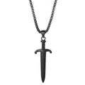 Women's Black Plated Stainless Steel Dagger Pendant Necklace 22 Inch Chain