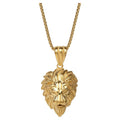 Men's Stainless Steel Yellow Gold Plated Lion Pendant Necklace 22 Inch Chain