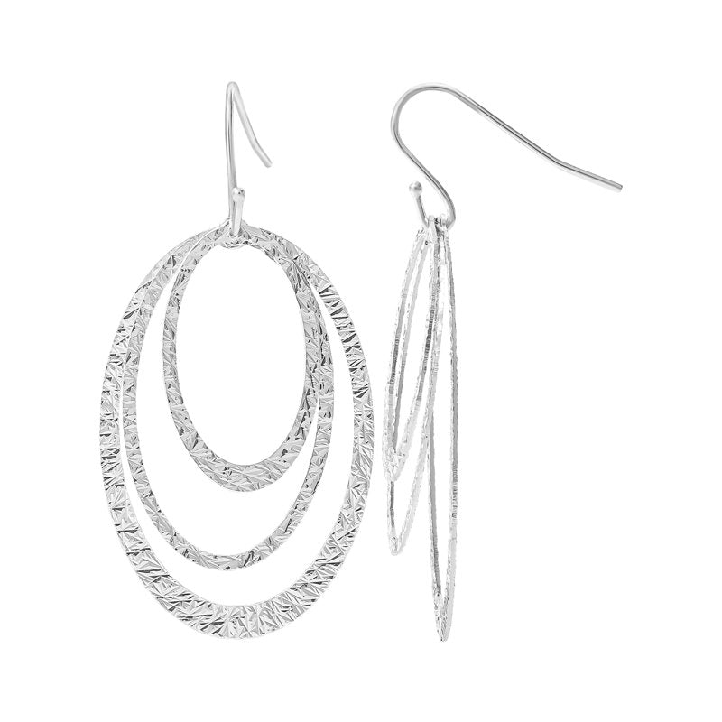 Sterling Silver Triple Oval Dangle Earrings for Women