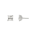 Square CZ 10K White Gold Stud Earrings - 7mm Elegant Jewelry