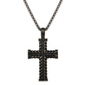 Women’s Black Plated CZ Cross Pendant Necklace - 22 Inch Stainless Steel