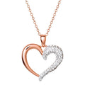 Sterling Silver 14K Gold Plated Heart Pendant Necklace with Crystals - 18 Inch Chain