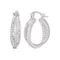 Sterling Silver Crystal Hoop Earrings for Women & Teens - Twist Design