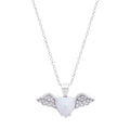 Sterling Silver Cubic Zirconia Angel Wing Pendant Necklace 18 Inch Chain