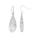Sterling Silver Flower Filigree Dangle Earrings for Women