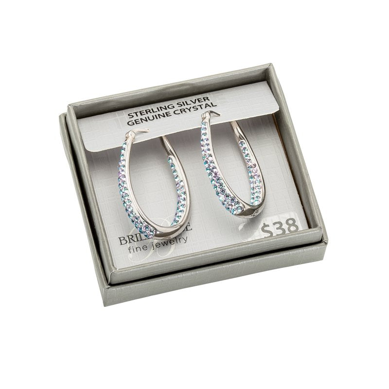 Sterling Silver Lavender Crystal Hoop Earrings for Women - Elegant Jewelry