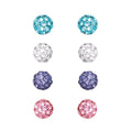 Sterling Silver Multi Crystal Ball Earring Set - 4 Pairs Women’s Jewelry