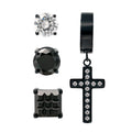 Black Plated CZ Singlet Earring Set - Stainless Steel Jewelry for Women