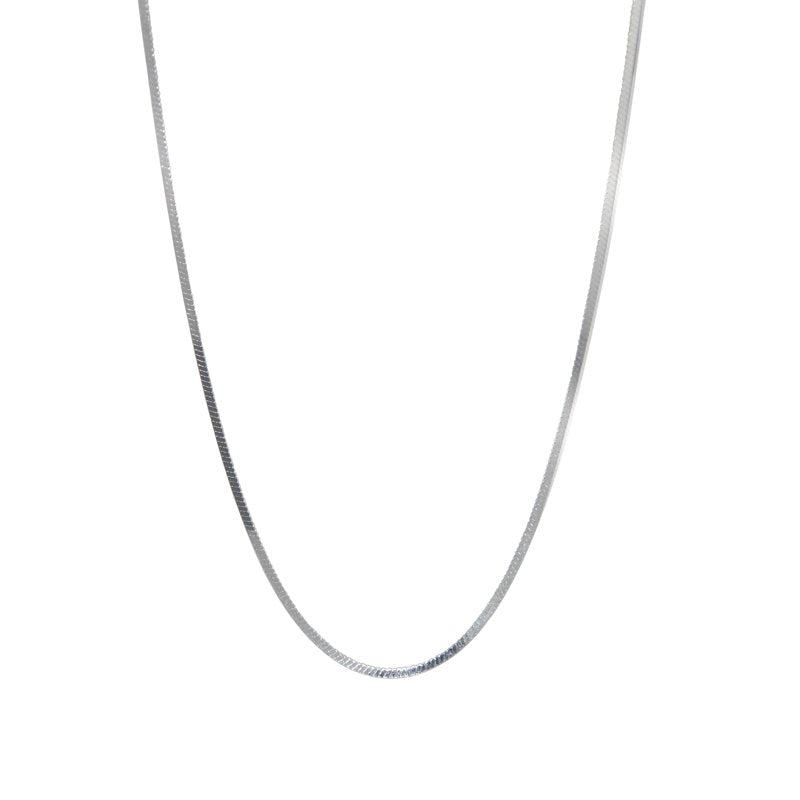 Sterling Silver Herringbone Chain Necklace 18 Inch in Italy