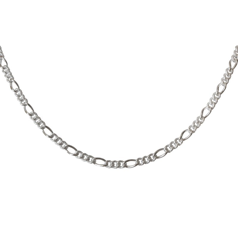 Sterling Silver Figaro Chain Necklace 24-inch Unisex Jewelry Italy