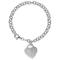 Sterling Silver Heart Charm Bracelet 7.5 Inch White Silver Jewelry