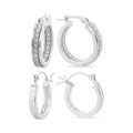 Sterling Silver Hoop Earrings Set with Glitter and Polished Finish | Hypoallergenic Jewelry
