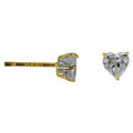 Women's Heart Stud Earrings 10kt Gold CZ Jewelry Gift for Women