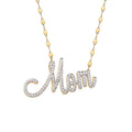 Gold and Rhodium Plated Sterling Silver Mom Necklace with CZ Stones - 18 Inch Chain